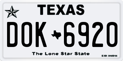 TX license plate DOK6920