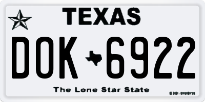 TX license plate DOK6922