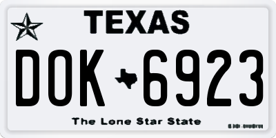 TX license plate DOK6923
