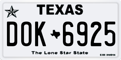 TX license plate DOK6925
