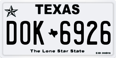 TX license plate DOK6926