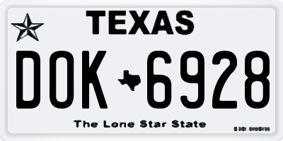 TX license plate DOK6928