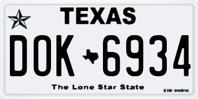 TX license plate DOK6934