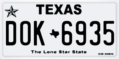 TX license plate DOK6935