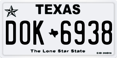 TX license plate DOK6938