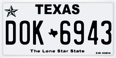 TX license plate DOK6943