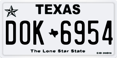 TX license plate DOK6954