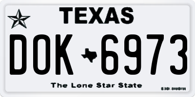 TX license plate DOK6973