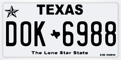 TX license plate DOK6988