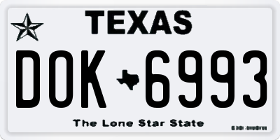 TX license plate DOK6993