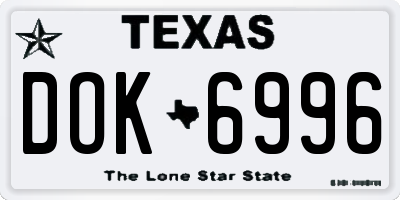 TX license plate DOK6996