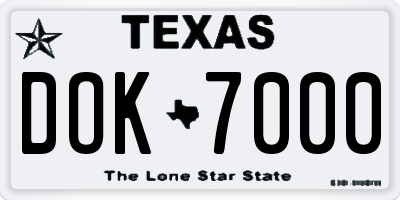 TX license plate DOK7000