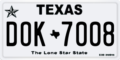 TX license plate DOK7008