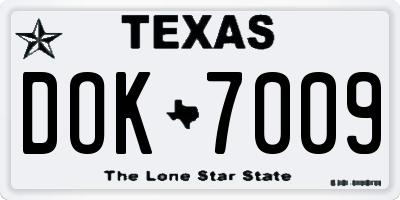 TX license plate DOK7009