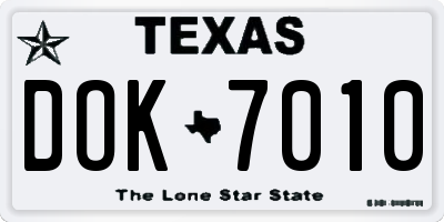 TX license plate DOK7010