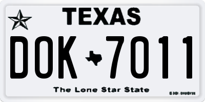 TX license plate DOK7011