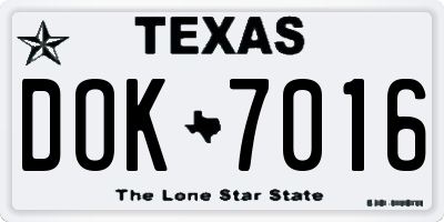 TX license plate DOK7016