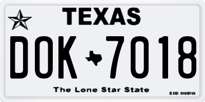 TX license plate DOK7018