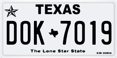 TX license plate DOK7019
