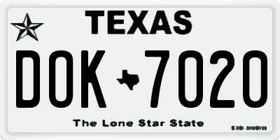 TX license plate DOK7020