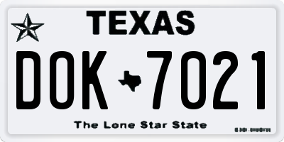 TX license plate DOK7021