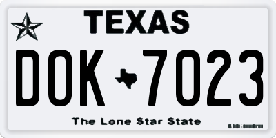 TX license plate DOK7023