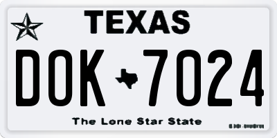 TX license plate DOK7024