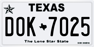 TX license plate DOK7025