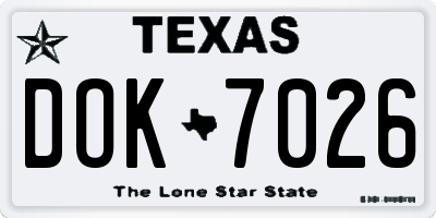 TX license plate DOK7026