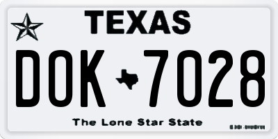 TX license plate DOK7028