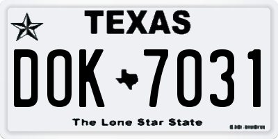 TX license plate DOK7031