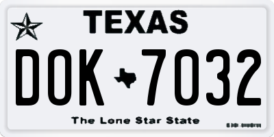TX license plate DOK7032