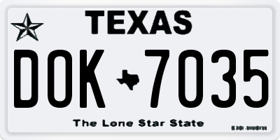 TX license plate DOK7035