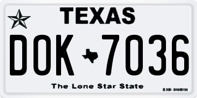 TX license plate DOK7036