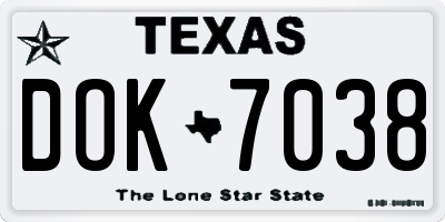 TX license plate DOK7038