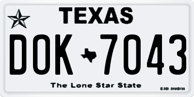 TX license plate DOK7043