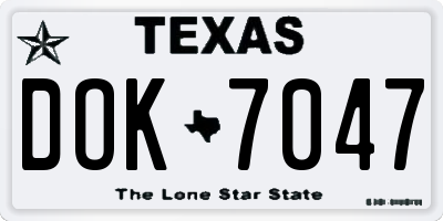 TX license plate DOK7047