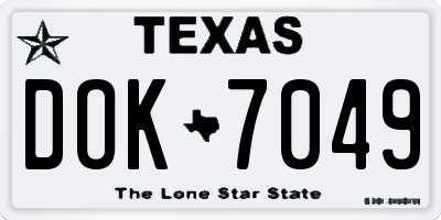 TX license plate DOK7049