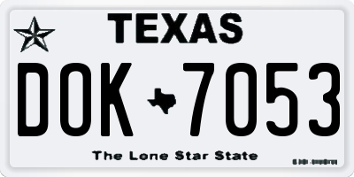 TX license plate DOK7053