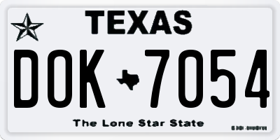TX license plate DOK7054