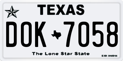 TX license plate DOK7058