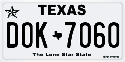 TX license plate DOK7060