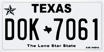 TX license plate DOK7061