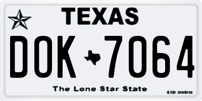 TX license plate DOK7064