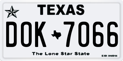 TX license plate DOK7066