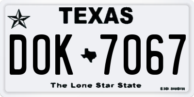 TX license plate DOK7067