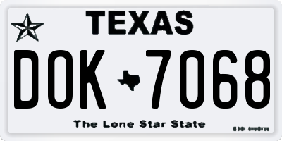 TX license plate DOK7068