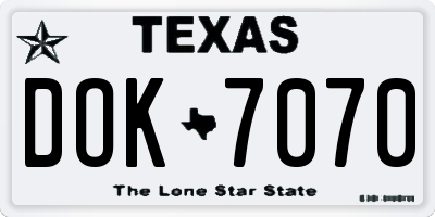 TX license plate DOK7070