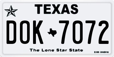 TX license plate DOK7072