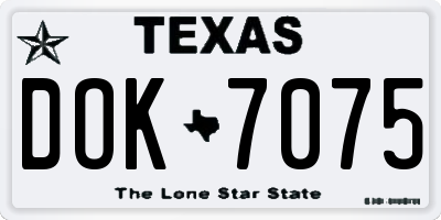 TX license plate DOK7075